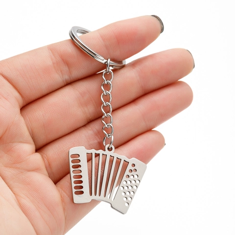 Portachiavi Fisarmonica in Acciaio Inossidabile Pendente Strumento Musicale Decorazione Borsa per Uomo Donna Regalo Amanti Musica