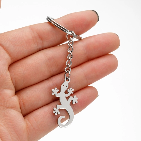 Porte-Clés Pendentif Lézard Gecko En Acier Inoxydable Forme Animale Simple Nouveauté Accessoire De Mode