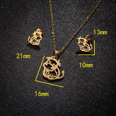 Joyas De Acero Inoxidable Para Mujeres Collar Con Colgante De Toro Lindo Hueco Y Pendientes Accesorio De Moda