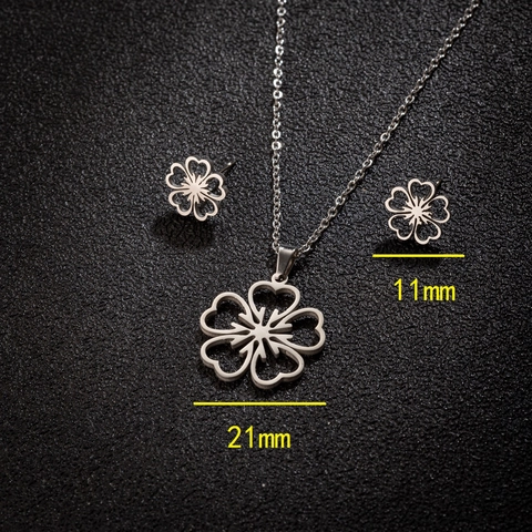 Collar Y Pendientes De Flor De Cerezo Hueca Acero Inoxidable Chapado En Oro De 18K Joyas Florales Elegantes Mujeres