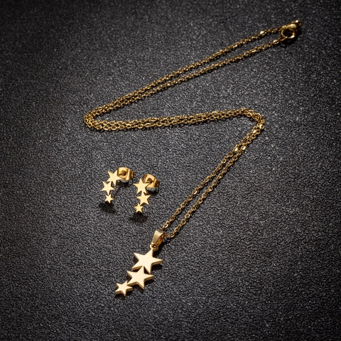Collar Estrella Pendientes De Botón Acero Inoxidable Joyería Minimalista Geométrica Para Mujeres Accesorio Elegante
