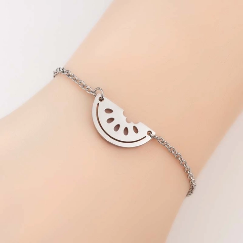 Pulsera Con Colgante De Sandía De Acero Inoxidable Ajustable Forma De Fruta Hueca Joyería De Moda Minimalista Para Mujeres