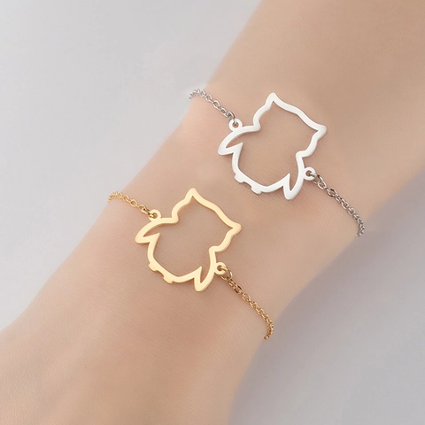 Pulsera Con Colgante De Búho Hueco Minimalista De Acero Inoxidable Cadena Ajustable Joyería Para Mujer Elegante Dije De Animal Accesorio