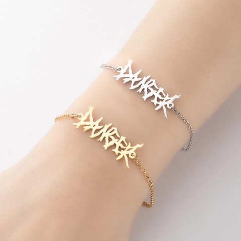Pulsera Hip Hop Gótica Para Mujeres Hombres Acero Inoxidable Colgante Letra Danger Irregular Cadena Ajustable Estilo Punk Retro