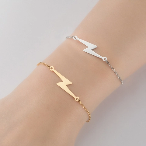 Pulsera Con Dije De Rayo Acero Inoxidable Minimalista Cadena Ajustable Accesorio De Joyería De Moda Para Mujer