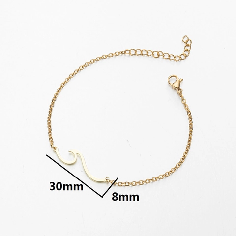 Pulsera Con Colgante De Ola De Acero Inoxidable Minimalista Para Mujer Estilo Océano De Verano Ajustable Joyería Regalo