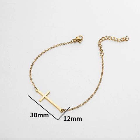 Pulsera Con Colgante De Cruz Lateral Acero Inoxidable Minimalista Delicada Joyería Ajustable Para Mujeres Hombres Simple Moderno