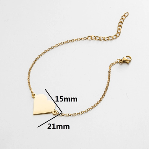 Pulsera Con Colgante De Corazón Acero Inoxidable Chapado En Oro De 18K Cadena Ajustable Joyería Minimalista Regalo Para Mujeres