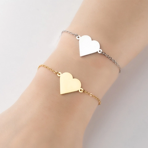 Pulsera Con Colgante De Corazón Acero Inoxidable Chapado En Oro De 18K Cadena Ajustable Joyería Minimalista Regalo Para Mujeres