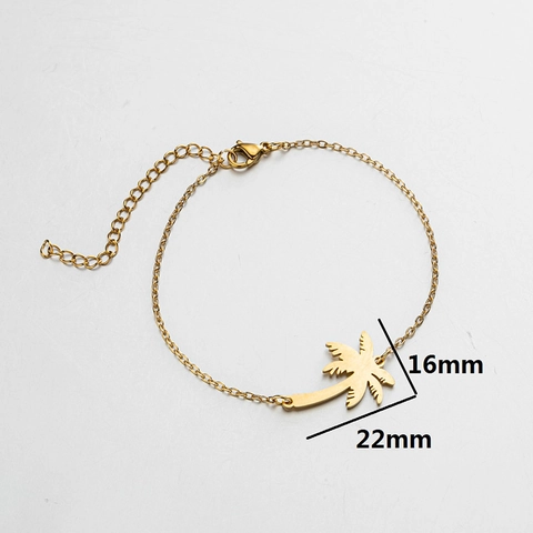 Bracciale Con Ciondolo Albero Di Cocco Minimalista Acciaio Inossidabile Palma Tropicale Gioielli Da Spiaggia Estivi Per Donna