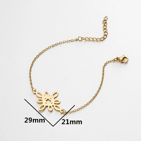 Pulsera De Acero Inoxidable Hueca Geométrica Nudo De Bruja Colgante Minimalista Cadena Ajustable