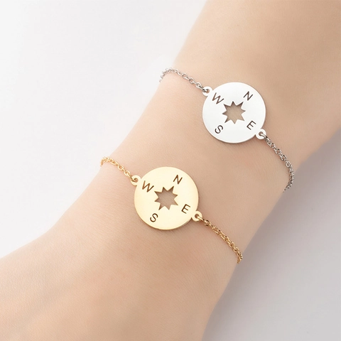 Bracciale Con Ciondolo Bussola In Acciaio Inossidabile Stella Cava Catena Regolabile Regalo Di Laurea Gioielli Per Donne Uomini