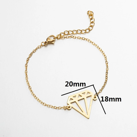Bracciale Diamante Geometrico Cavo In Acciaio Inossidabile Motivo Origami Minimalista Catena Regolabile Gioielli Donna