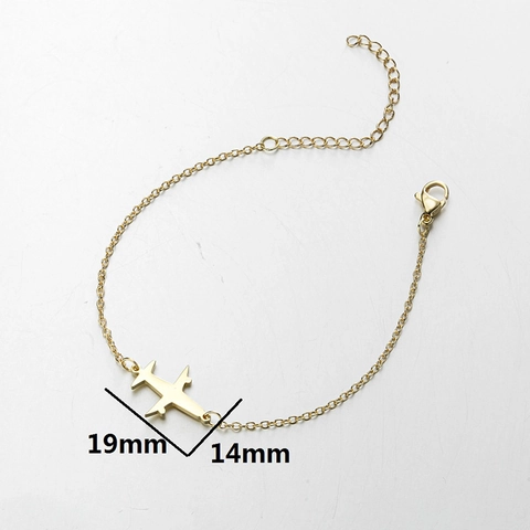 Pulsera Con Colgante De Avión De Acero Inoxidable Cadena De Eslabones Delicada Joyas De Viaje Para Mujer Moda Minimalista Ajustable