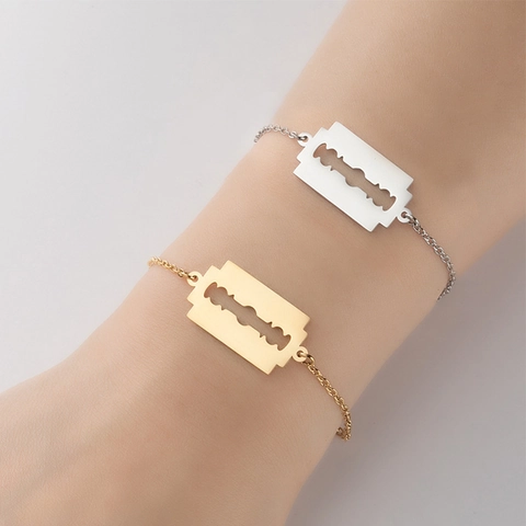 Pulsera Con Colgante De Hoja De Afeitar Acero Inoxidable Punk Estilo Gótico Cadena Ajustable Joyería Para Mujeres Hombres
