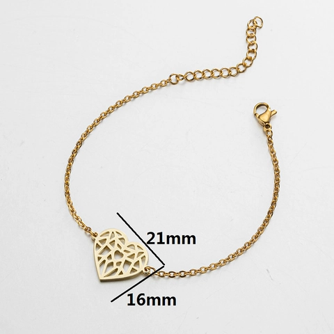 Pulsera Con Colgante De Corazón Hueco Acero Inoxidable Origami Geométrico Joyería Minimalista Regalo Para Mujeres Ajustable