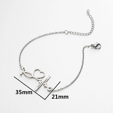 Bracciale Stetoscopio Cuore Battito EKG In Acciaio Inossidabile Placcato Oro 18K Gioielli Per Infermiera Dottore Regalo Laurea Medicina