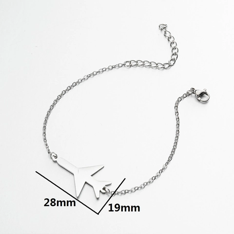 Pulsera Con Colgante De Avión Minimalista Acero Inoxidable Cadena De Eslabones Pulida Joyería De Viaje Para Mujeres Hombres