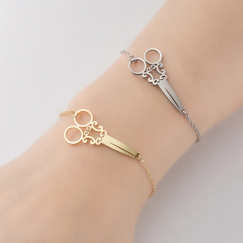 Pulsera Colgante Tijeras Acero Inoxidable Cadena Eslabones Ajustable Joyería Gótica Punk Mujeres Hombres