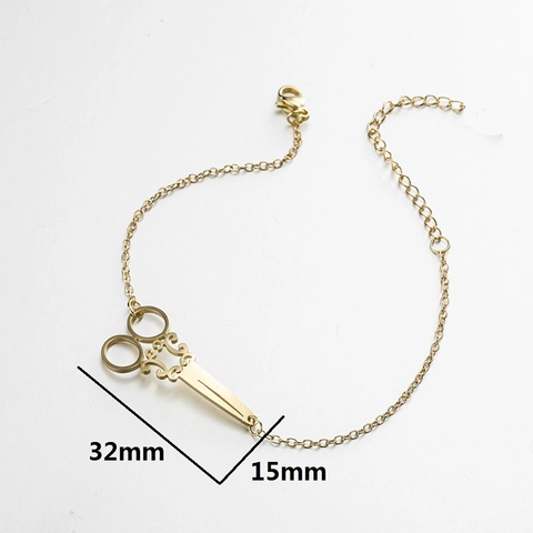 Pulsera Colgante Tijeras Acero Inoxidable Cadena Eslabones Ajustable Joyería Gótica Punk Mujeres Hombres