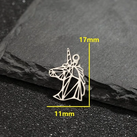 Colgantes De Unicornio Geométricos Huecos De Acero Inoxidable Estilo Origami Para Creación De Joyas DIY