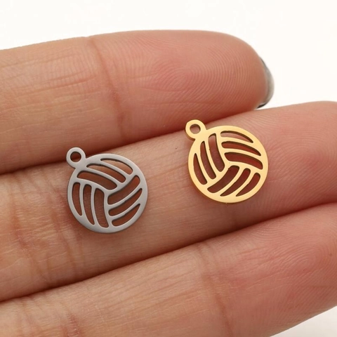 Stainless Steel Volleyball Pendant Hollow Round Charm For DIY Jewelry Making Bracelet Necklace Earring Accessory Gift