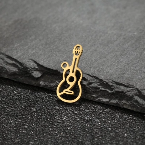 Gitarre Anhänger Edelstahl Hohl Musikinstrument Charm Hip Hop Schmuckzubehör Für Damen Herren