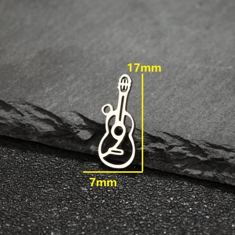 Gitarre Anhänger Edelstahl Hohl Musikinstrument Charm Hip Hop Schmuckzubehör Für Damen Herren