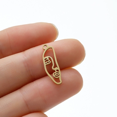 Colgante De Arte Lineal De Cara Abstracta Acero Inoxidable Hueco Minimalista Artístico Accesorio De Joyería DIY Para Mujeres