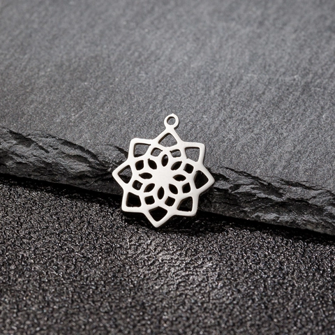 Pendente Mandala Fiore Cavo Geometrico In Acciaio Inossidabile Per Creazione Gioielli DIY Stile Bohemien Donne