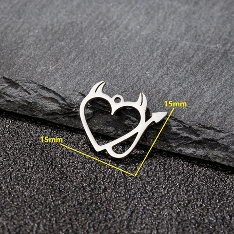 Colgante De Corazón De Diablo Acero Inoxidable Bañado En Oro De 18K Dije De Corazón Hueco Para Creación De Joyas DIY Estilo Moderno Mujeres