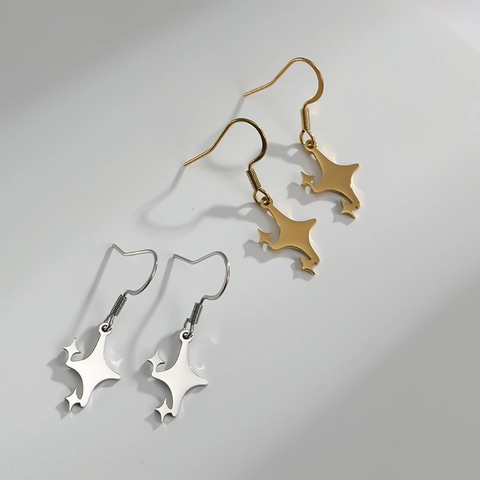 Minimalist Stainless Steel Star Pendant Earrings For Women Men Tiny North Starburst Dainty Jewelry Everyday Wear Gift