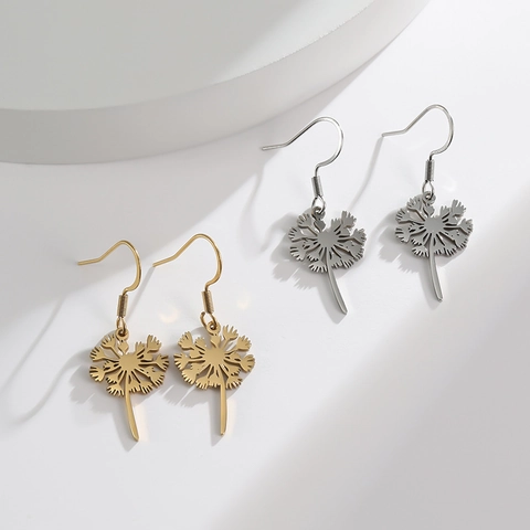 Pendientes De Diente De León Acero Inoxidable Diseño Floral Calado Estilo Mori Vintage Joyería Retro Mujer