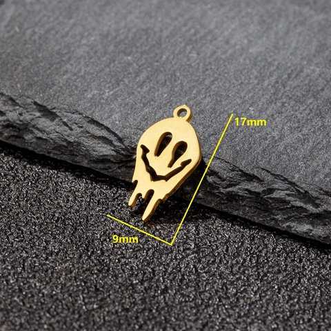 Μενταγιόν Νεκροκεφαλή με Λιωμένο Χαμογελαστό Πρόσωπο από Ανοξείδωτο Ατσάλι Χαλοουίν DIY Γούρια για Κατασκευή Κοσμημάτων