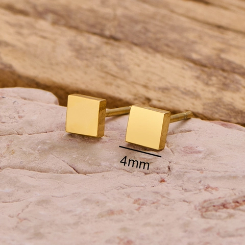 Pendientes De Botón De Cubo Cuadrado Geométrico Acero Inoxidable Pequeño Versátil Joyería Para Mujeres Niñas Simple Diario
