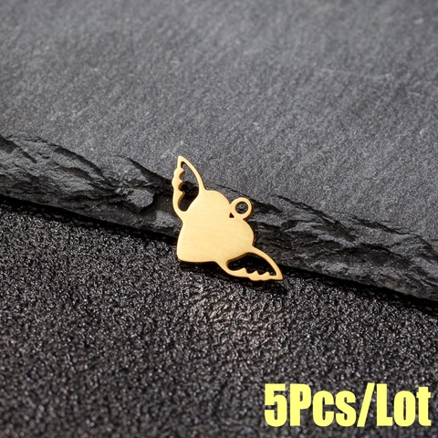 Stainless Steel Heart Angel Wings Pendant Electroplated Minimalist DIY Jewelry Making Craft Charms For Women Necklace