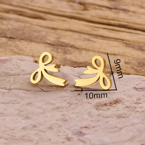 Pendientes De Botón Con Lazo De Acero Inoxidable Chapado En Oro De 18K Joyería Elegante Minimalista Para Mujer