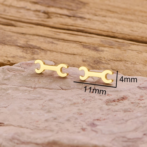 Steeksleutel Knopoorbellen Roestvrij Staal Punk Gothic Minimalistisch Nieuwigheid Sieraden Voor Dames Heren