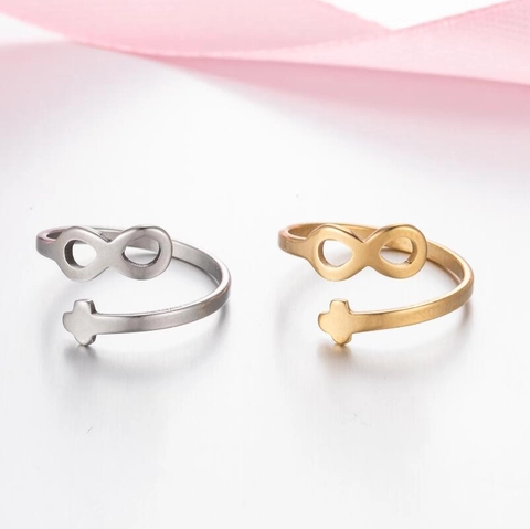Anello Aperto Regolabile In Acciaio Inossidabile Da Donna Stile Bohémien Cuore Albero Di Cocco Foglia Fulmine Infinito Croce