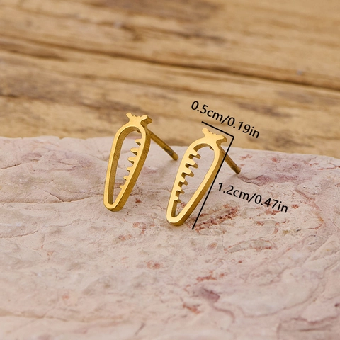 Pendientes De Zanahoria Acero Inoxidable Hueco Geométrico Joyería Vegetal Moda Minimalista Accesorios Para Mujer