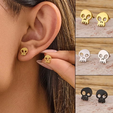 Orecchini A Lobo Teschio Acciaio Inossidabile Personalizzato Gotico Punk Halloween Gioielli Per Uomo Donna Cavo Retro