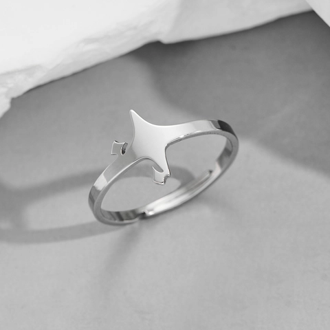 Stainless Steel Adjustable Open Rings For Women Minimalist Polished Hollow Butterfly Flower Heart Star Branch Jewelry