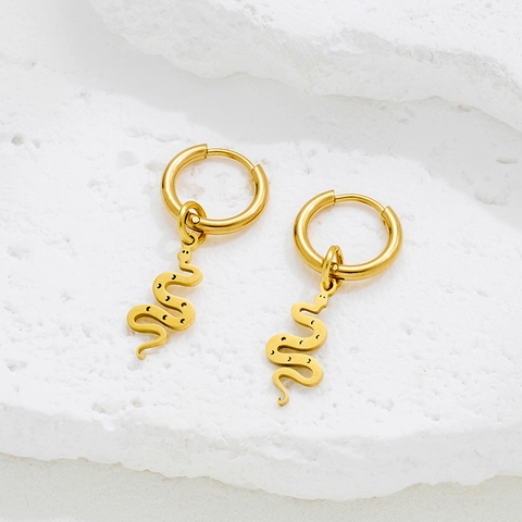 Retro Schlangen Ohrhänger Edelstahl Hip Hop Hoop Tier Drop Schmuck Für Frauen Vintage Punk Stil