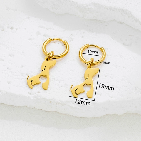 Pendientes De Aro Con Colgante De Perro Salchicha Acero Inoxidable Silueta De Animal Hueco Joyería Minimalista Para Mujer