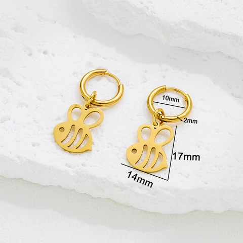 Pendientes De Aro Con Colgante De Abeja Hueca De Acero Inoxidable Joyería De Animales Insectos Para Mujeres Retro INS