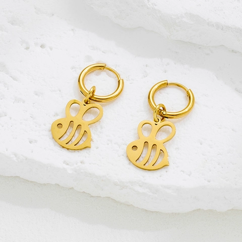Pendientes De Aro Con Colgante De Abeja Hueca De Acero Inoxidable Joyería De Animales Insectos Para Mujeres Retro INS