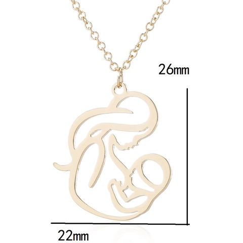 Collar Colgante Madre E Bebé Acero Inoxidable Minimalista Silueta Hueca Regalo Día De La Madre Mujer