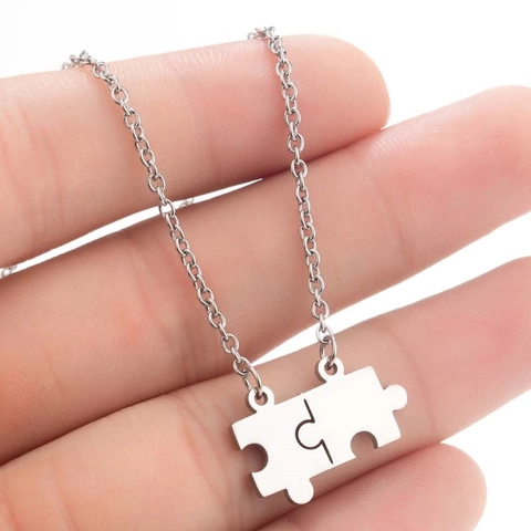 Minimalist Stainless Steel Puzzle Piece Pendant Necklace For Women Fashion Jigsaw Clavicle Chain Jewelry Gold Silver Necklaces