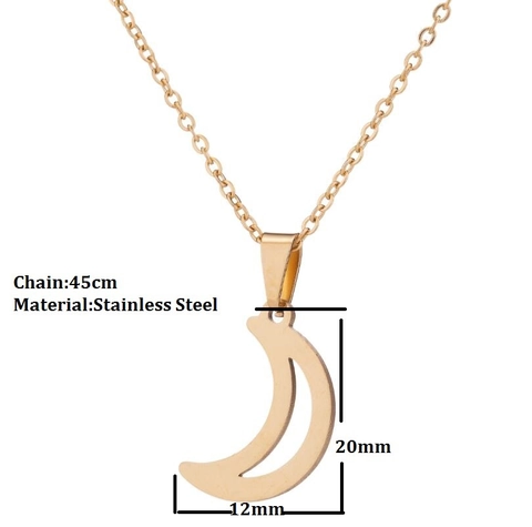 Minimalist Moon Pendant Necklace Stainless Steel French Style Dainty Gold Silver Color Versatile Jewelry For Women