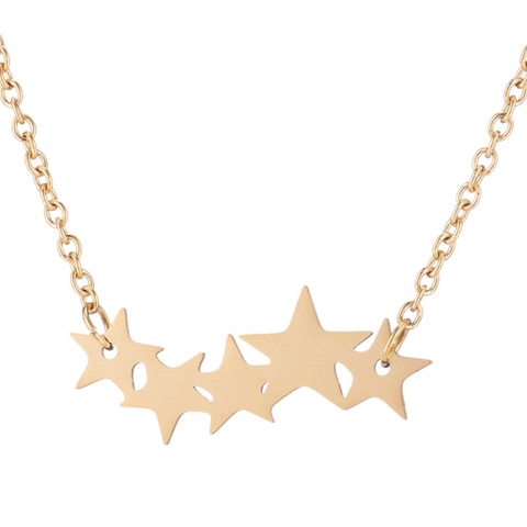 Collier À Pendentif Étoile Pentagramme En Acier Inoxydable Cinq Étoiles Entrelacées Bijoux De Mode Pour Femmes